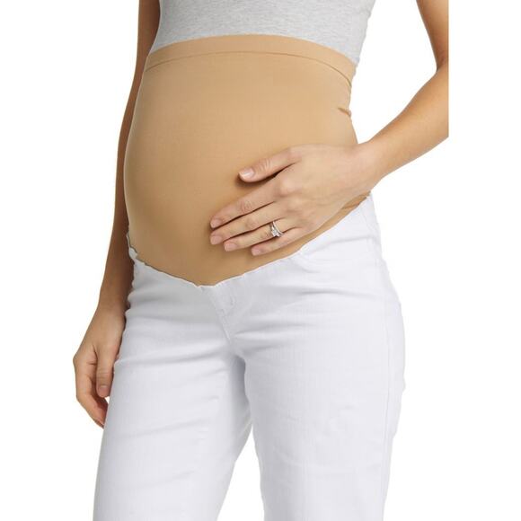 1822 Denim Demi Bellyband Maternity White Jeans Size 6h - Picture 2 of 7